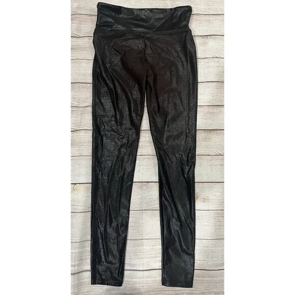 SPANX Leggings Woman’s Brown Faux Leather Alligator Size Large - Picture 3 of 8